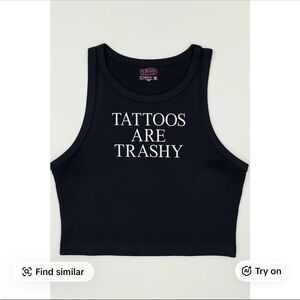 Embroidered crop racetrack tank top